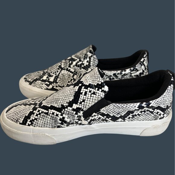 Slip-On Sneakers Black White Snake Flats Casual Walking Shoes Jenn Ardor Size 10 - Picture 11 of 12